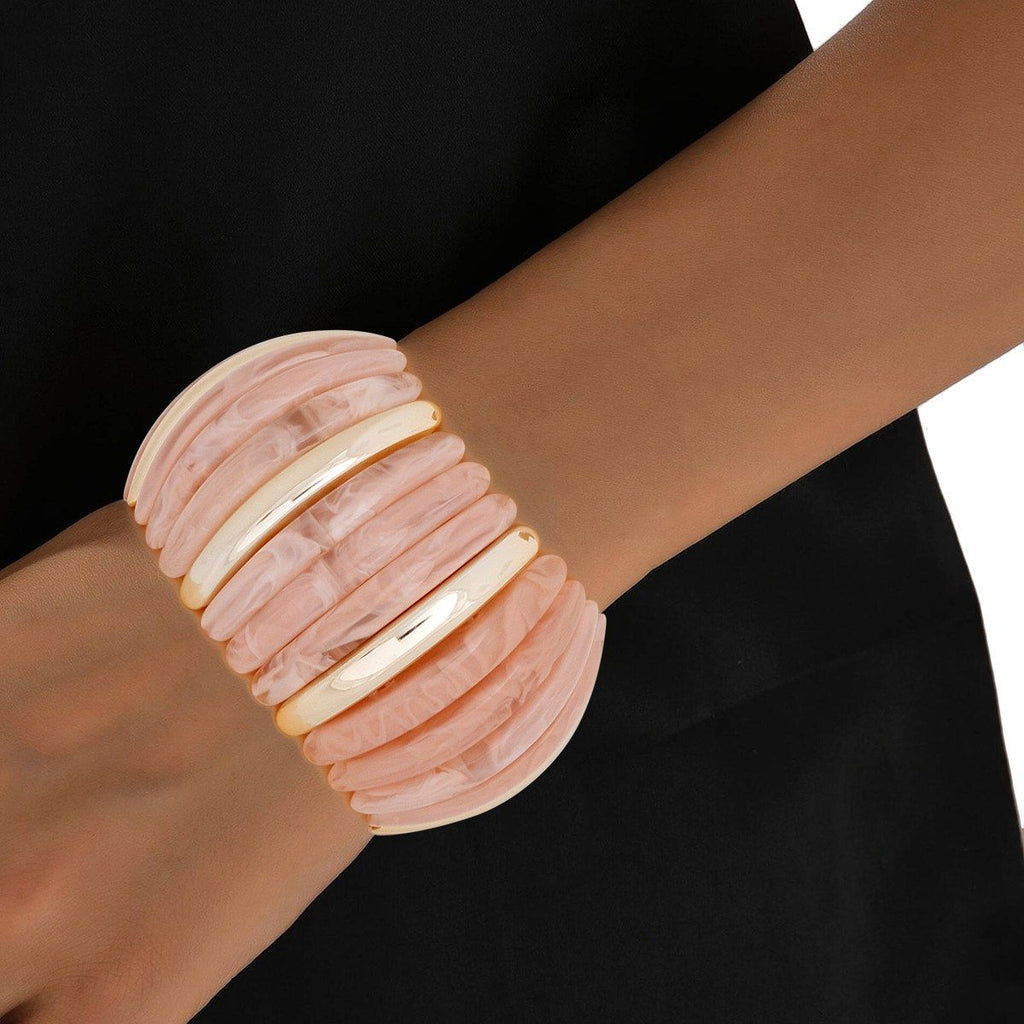 Bangle Marbled Light Pink Stretch Wide Bracelet