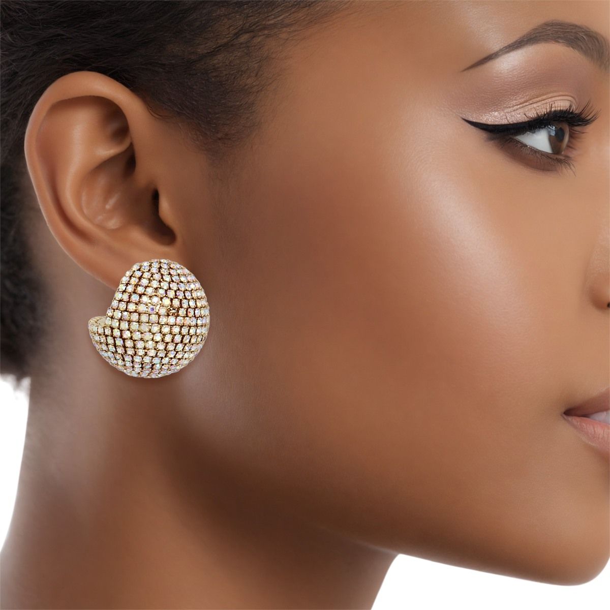 Stud Disco Glam Radiant Aurbo Gold Sphere Earrings