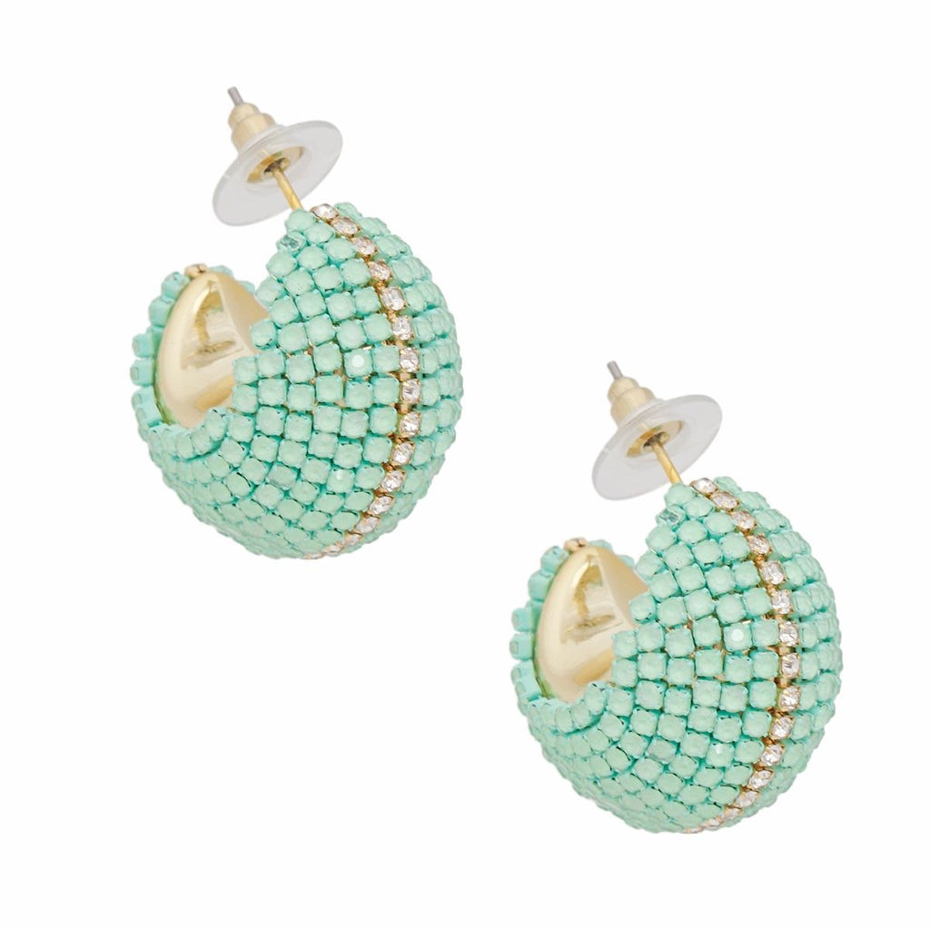 Hoop Trendy Pastel Mint Dazzling Wide Earrings