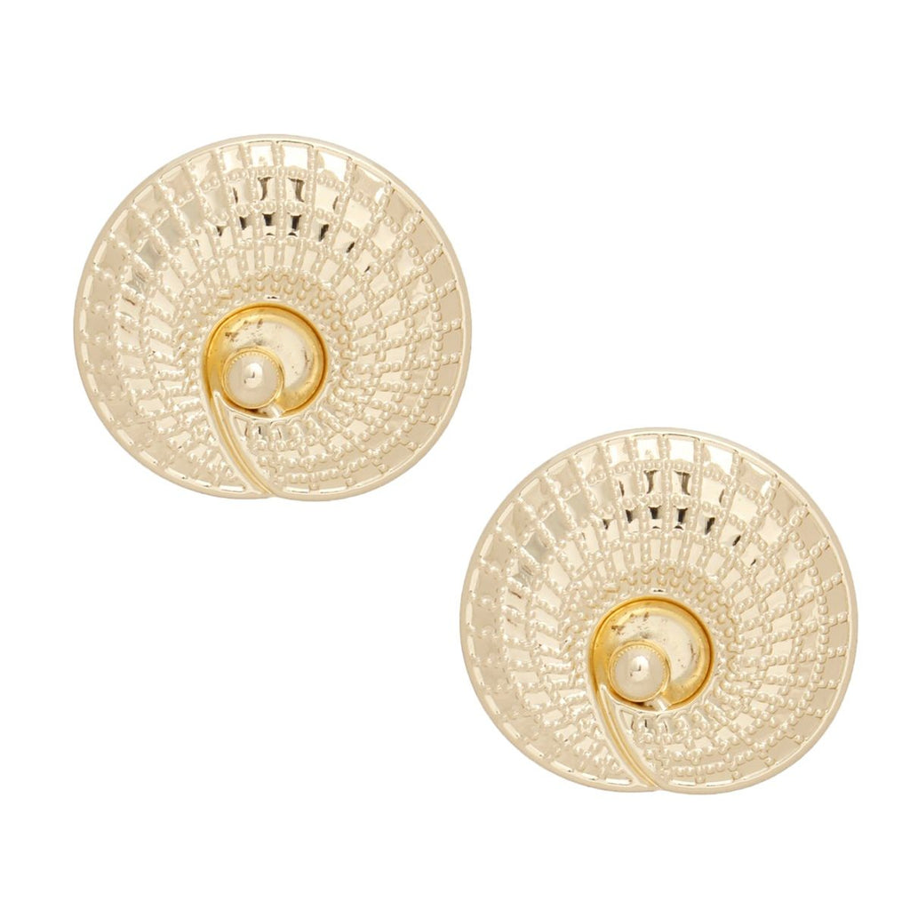 Stud Seashell Swirl Large Gold Metal Earrings