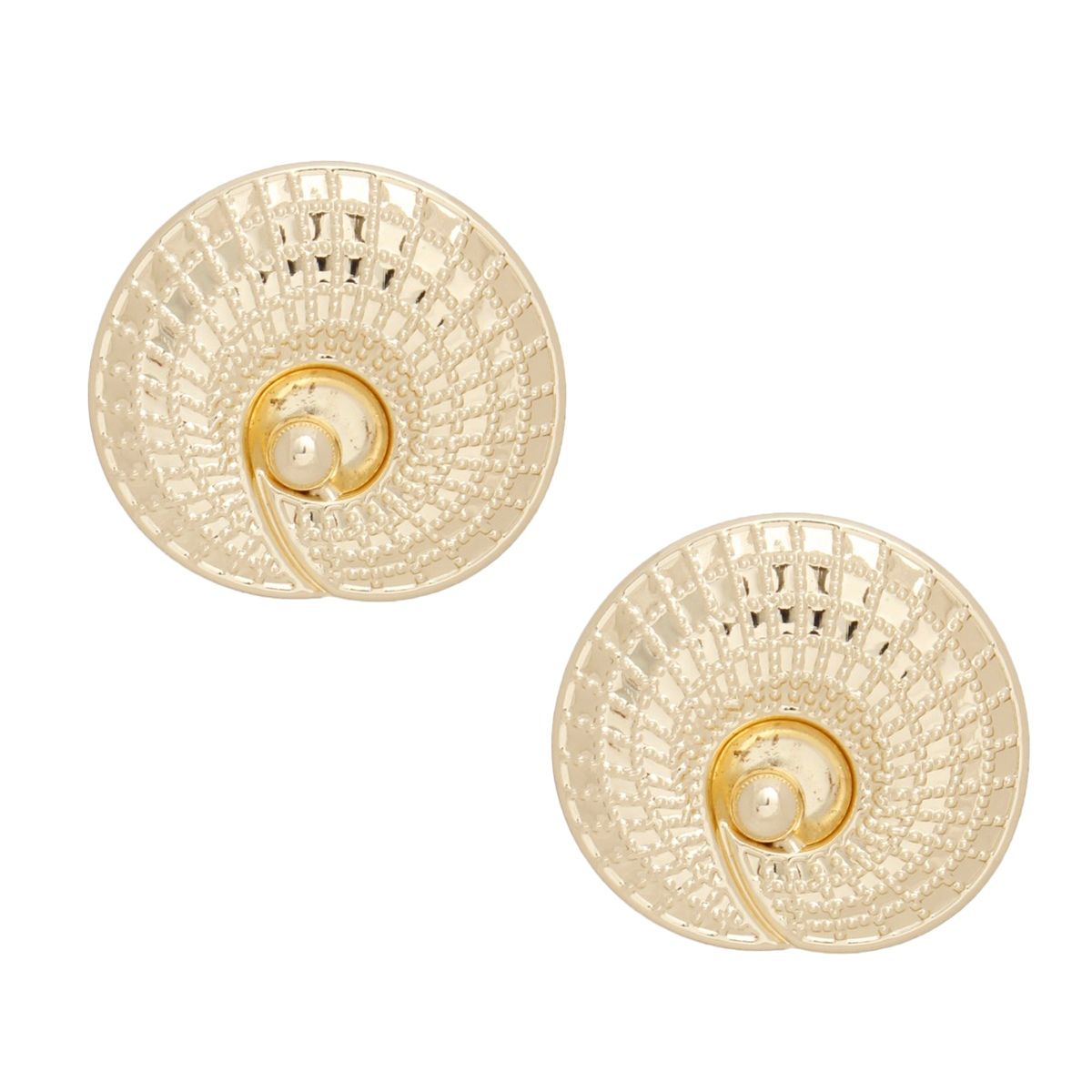 Stud Seashell Swirl Large Gold Metal Earrings