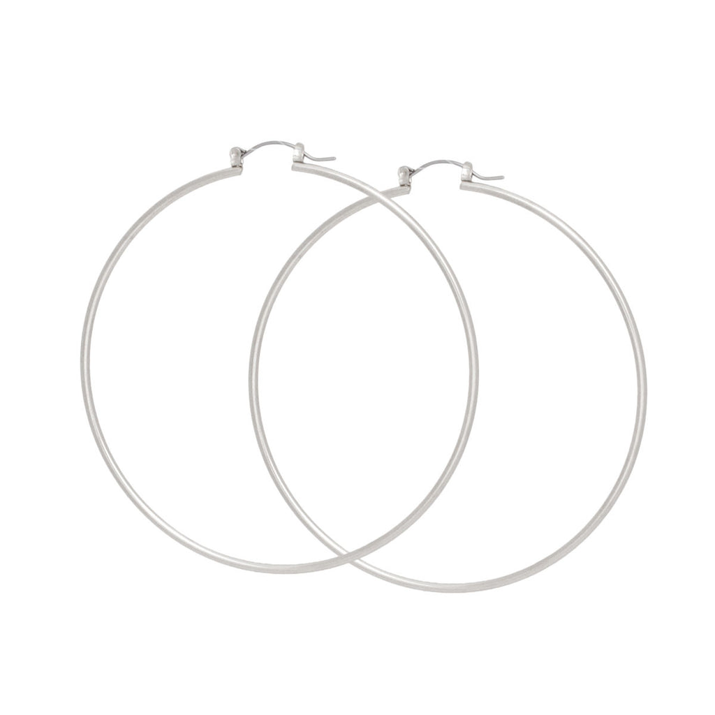 Hoop Classic 3 inch Thin Silver Earrings for Women