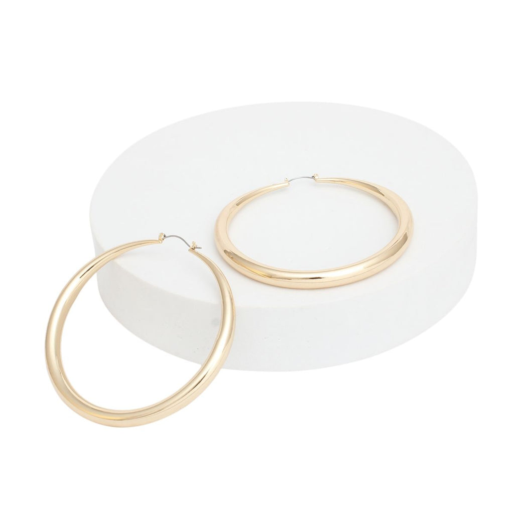Hoop Sleek Gold Graduated Design Earrings Women