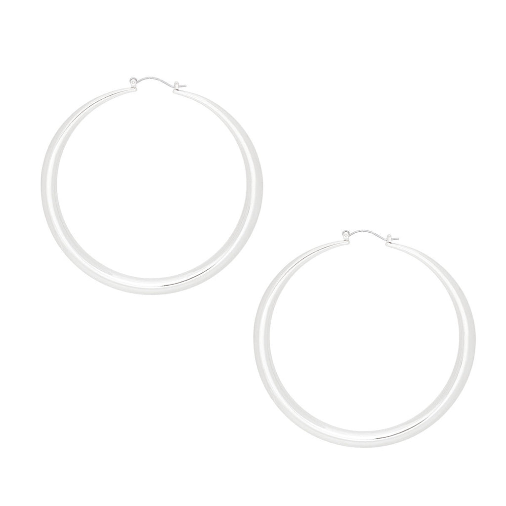 Hoop Sleek Silver Graduated Design Earrings Women
