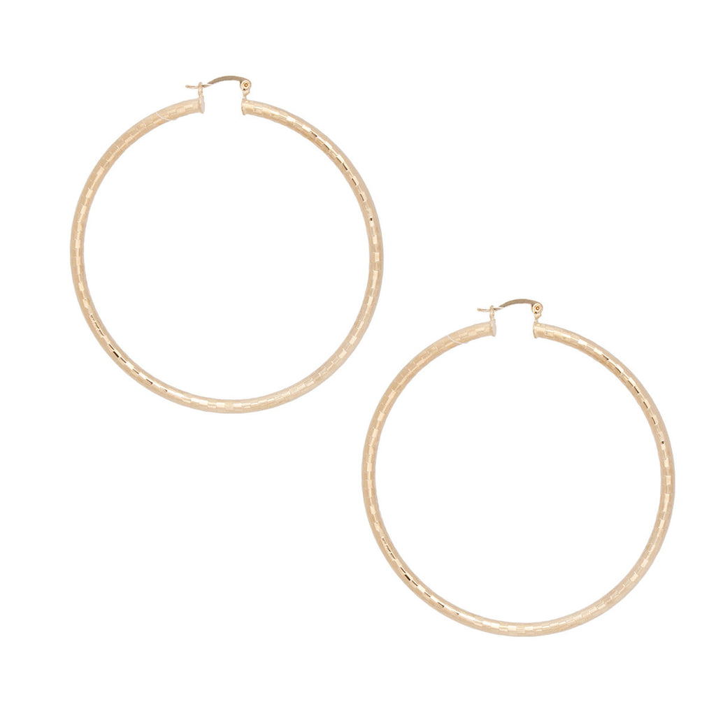 Hoop Classic 3 in Square Cut Gold Earrings Women