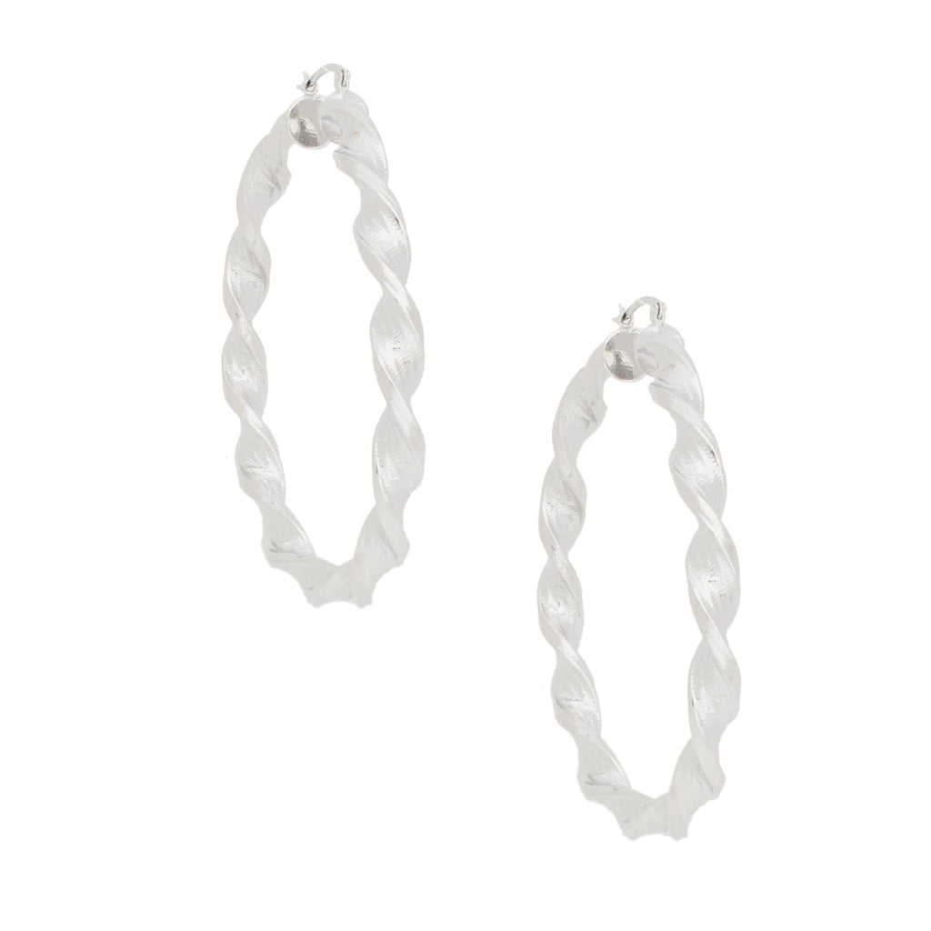 Hoop Silver Twisted Greek Key Earrings for Women