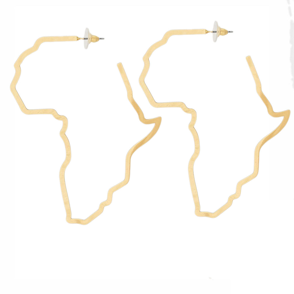 Hoop Modern Gold Africa Outline Earrings for Women