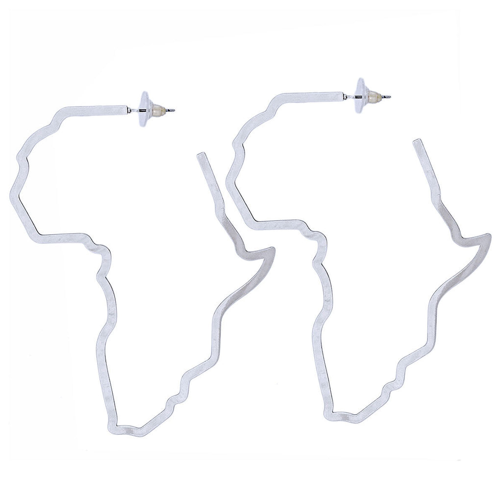 Hoop Modern Silver Africa Outline Earrings Women