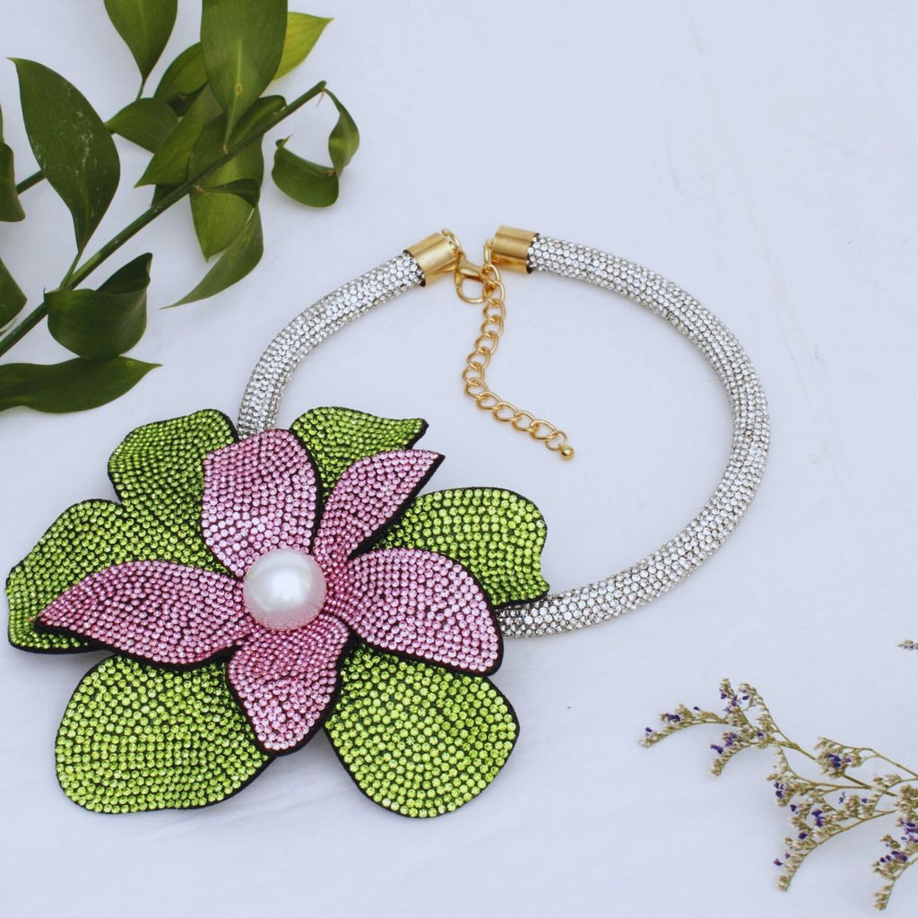 AKA Handcrafted Brilliance Flower Choker Necklace