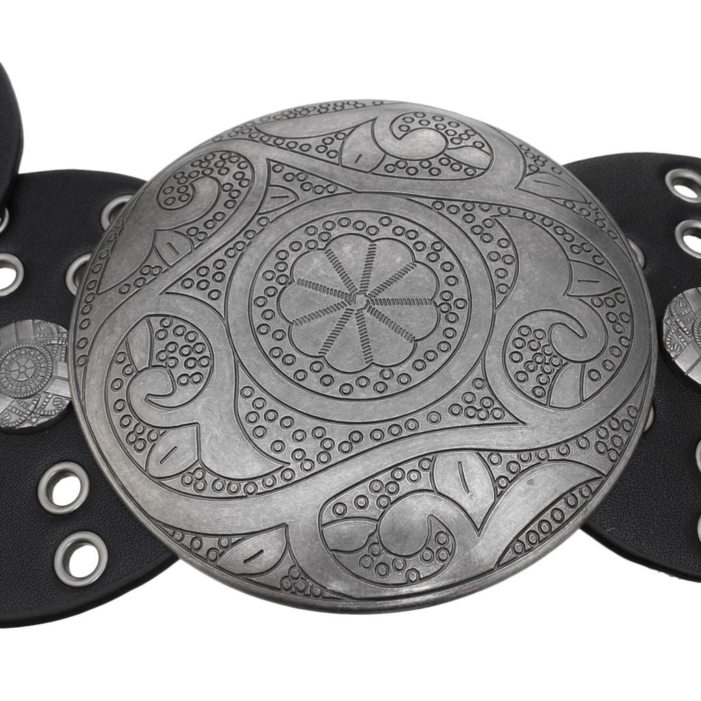 Western Belt Black Circular and Silver Cowboy Chic