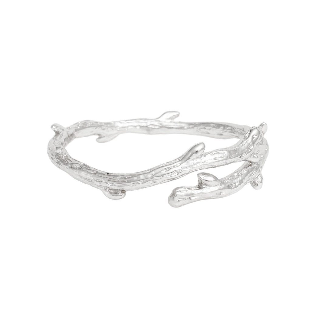Bangle Rustic Silver Metal Branch Artisan Bracelet