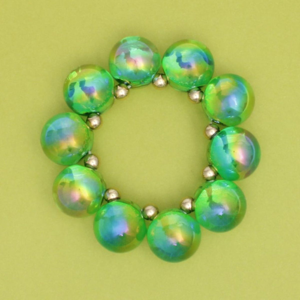Bracelet Green Iridescent Bubble Ball Bead