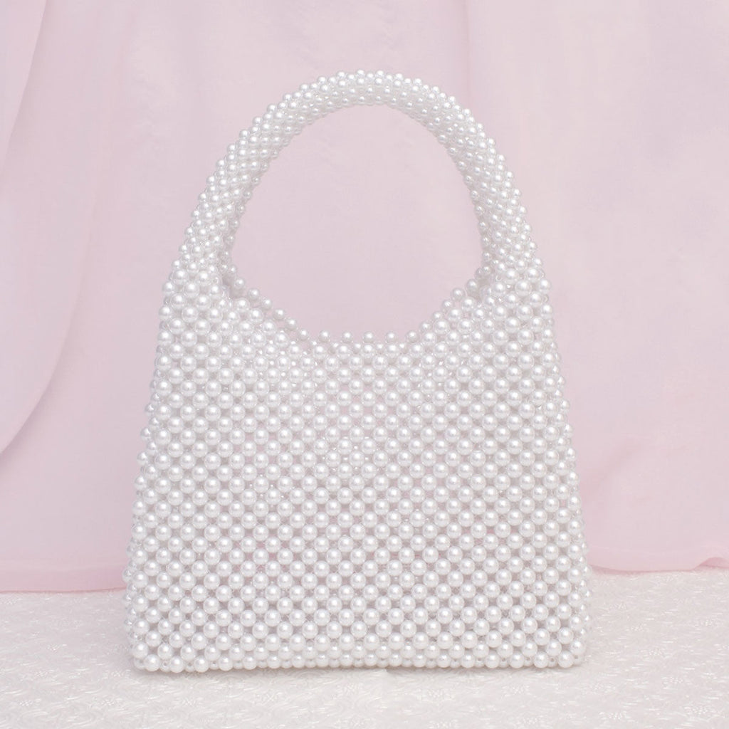 Top Handle Luxe Lady White Pearl Hollywood Handbag