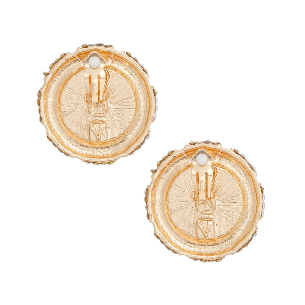 Clip On Vintage Gold Metal and Moonlight Earrings