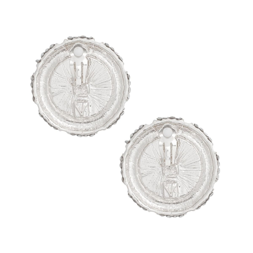 Clip On Vintage Silver Metal and Moonlight Earring