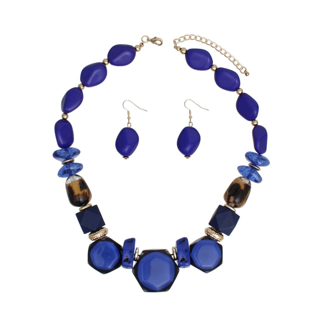 Necklace Blue Leopard Chunky Bead for Women