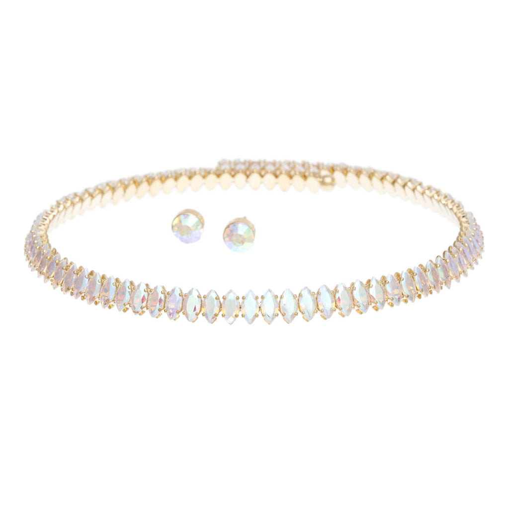 Choker Gold Memory Wire Aurbo Marquise Necklace