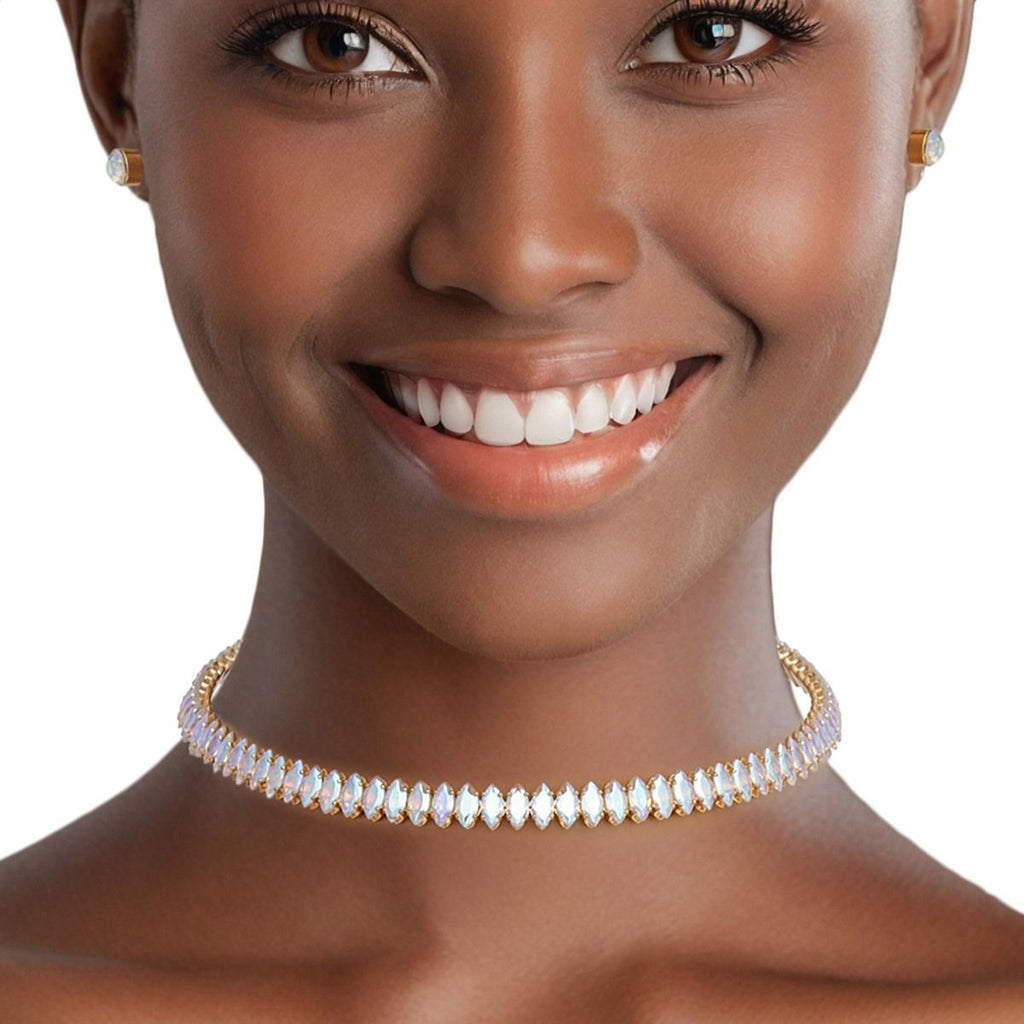 Choker Gold Memory Wire Aurbo Marquise Necklace