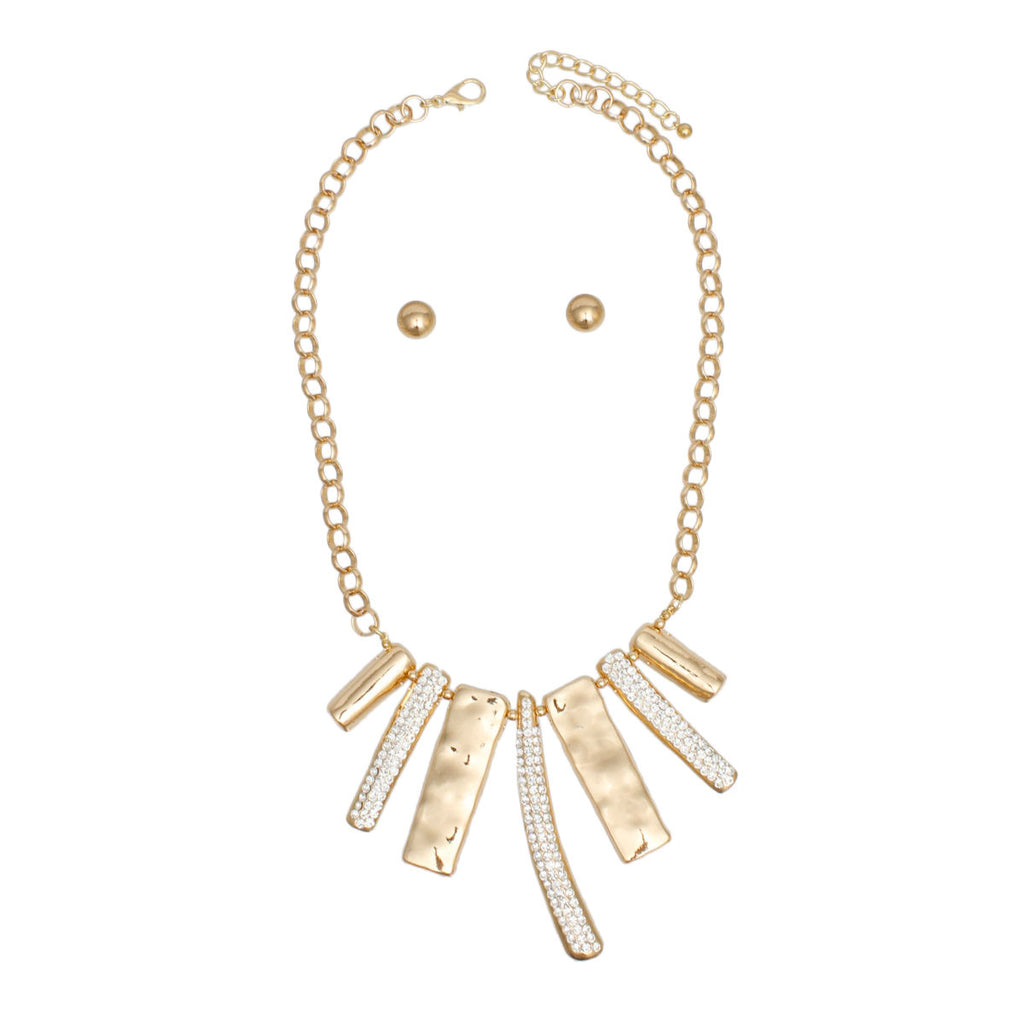 Bib Gold Sculptural Silhouette Glam Bar Necklace