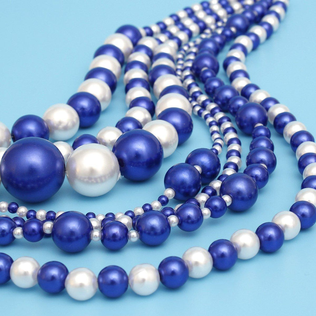 ZPB Sorority Blue White 7 Strand Pearl Necklace