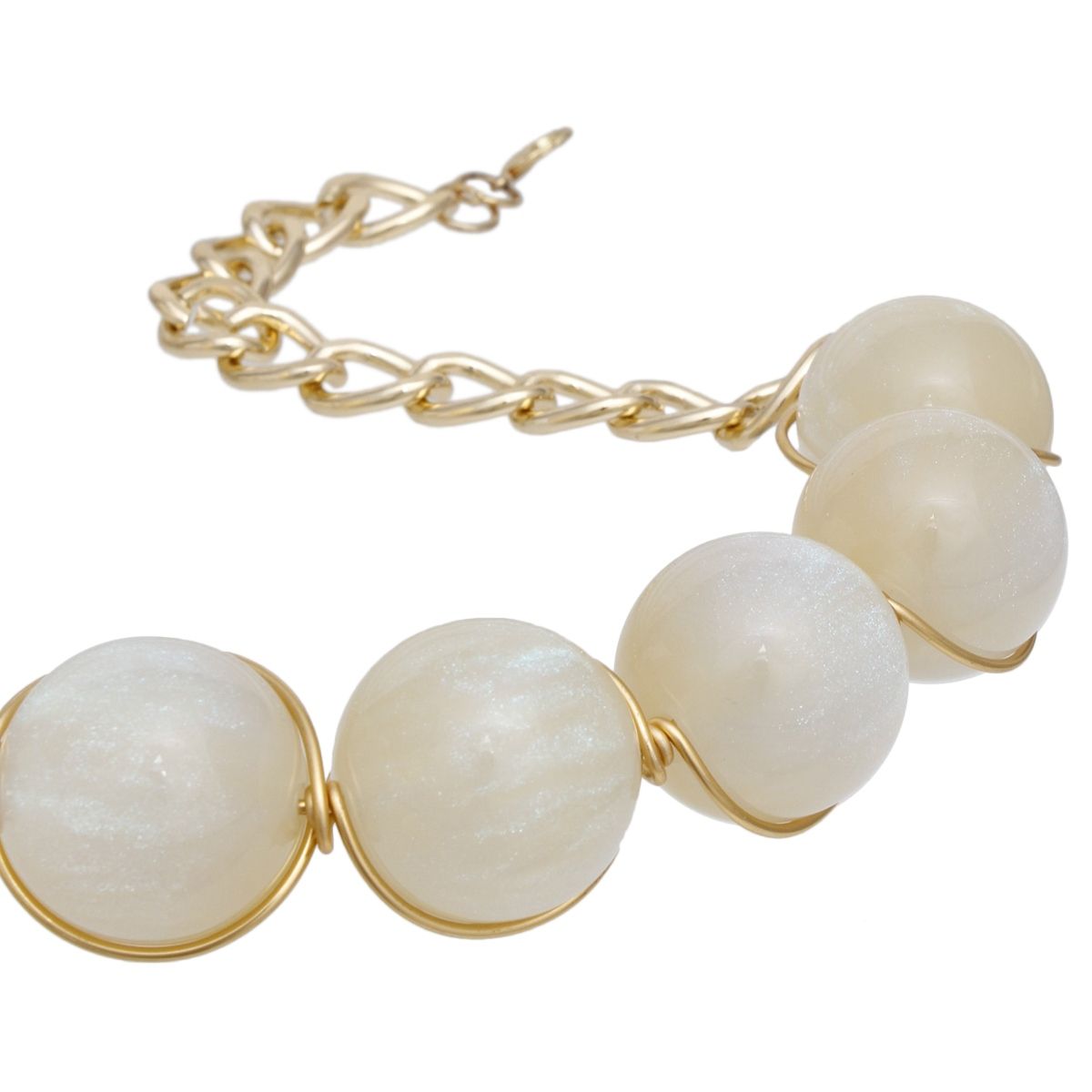 Collar Ivory Galactic Bead Gold Chain Necklace
