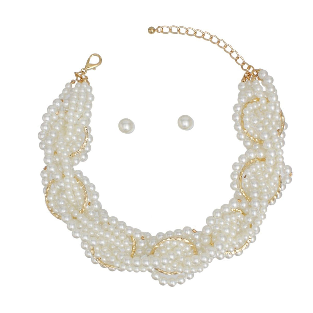 Choker Cream Woven Gold Ring Collar Necklace