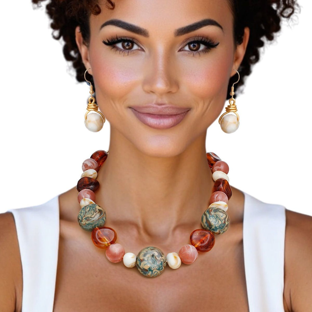 Beaded Brown Dreamy Oceanic Chunky Necklace