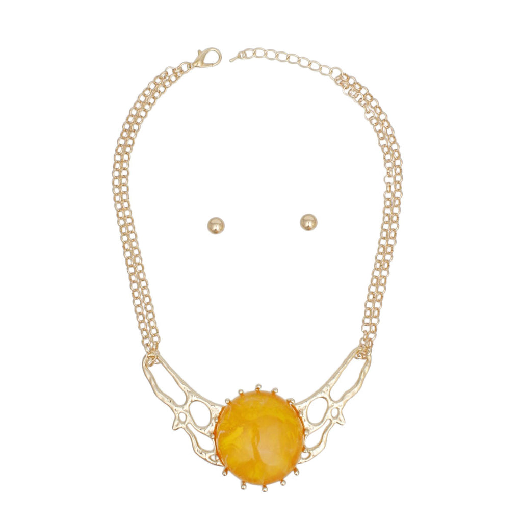 Collar Mustard Resin Dome Gold Chain Necklace Women