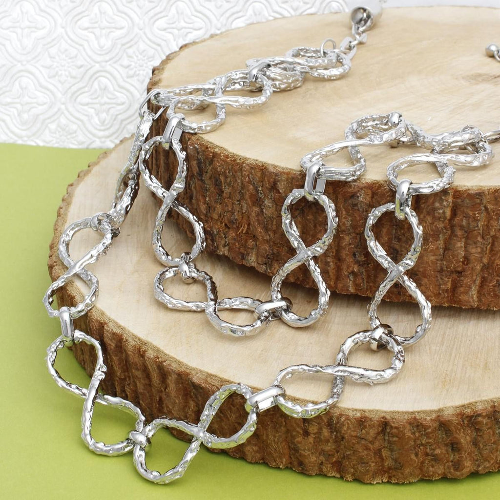Chain Silver Infinity Chain Link Rugged Necklace
