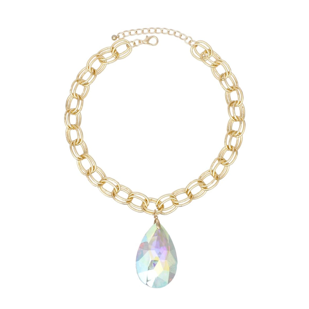 Pendant Bold Aurbo Teardrop Crystal Chain Necklace