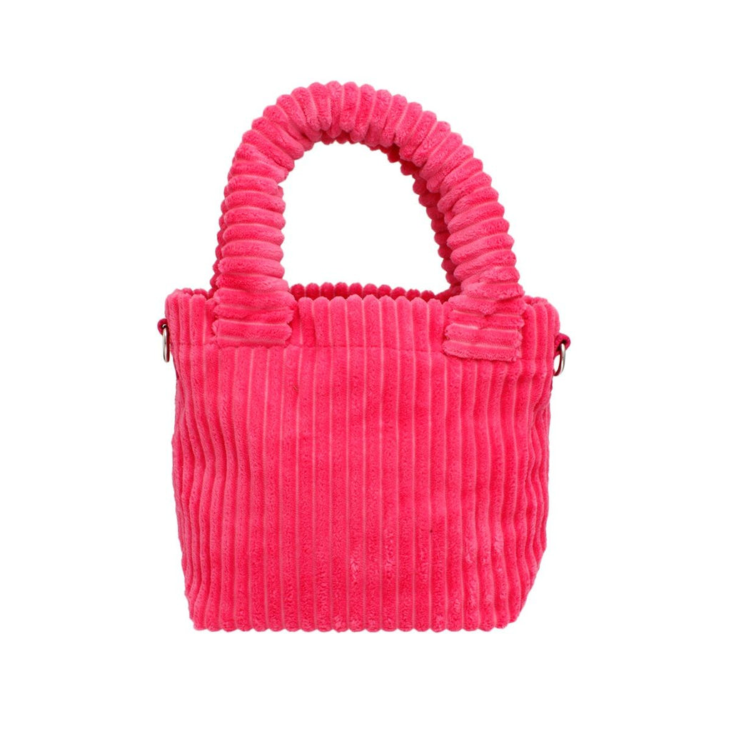 AKA Pink Corduroy Small Tote Green Strap Handbag