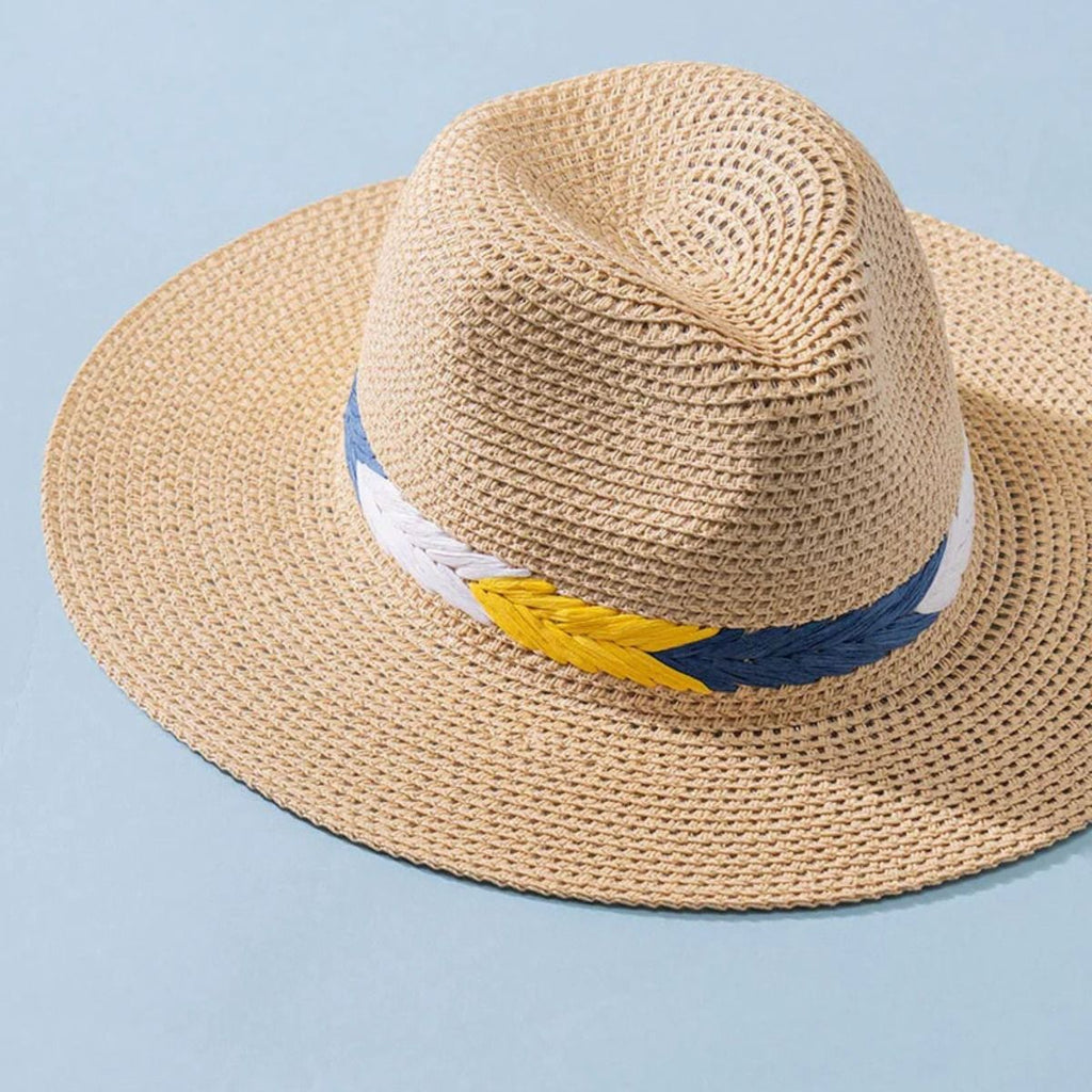 Ivory Chevron Band Fedora Panama Hat