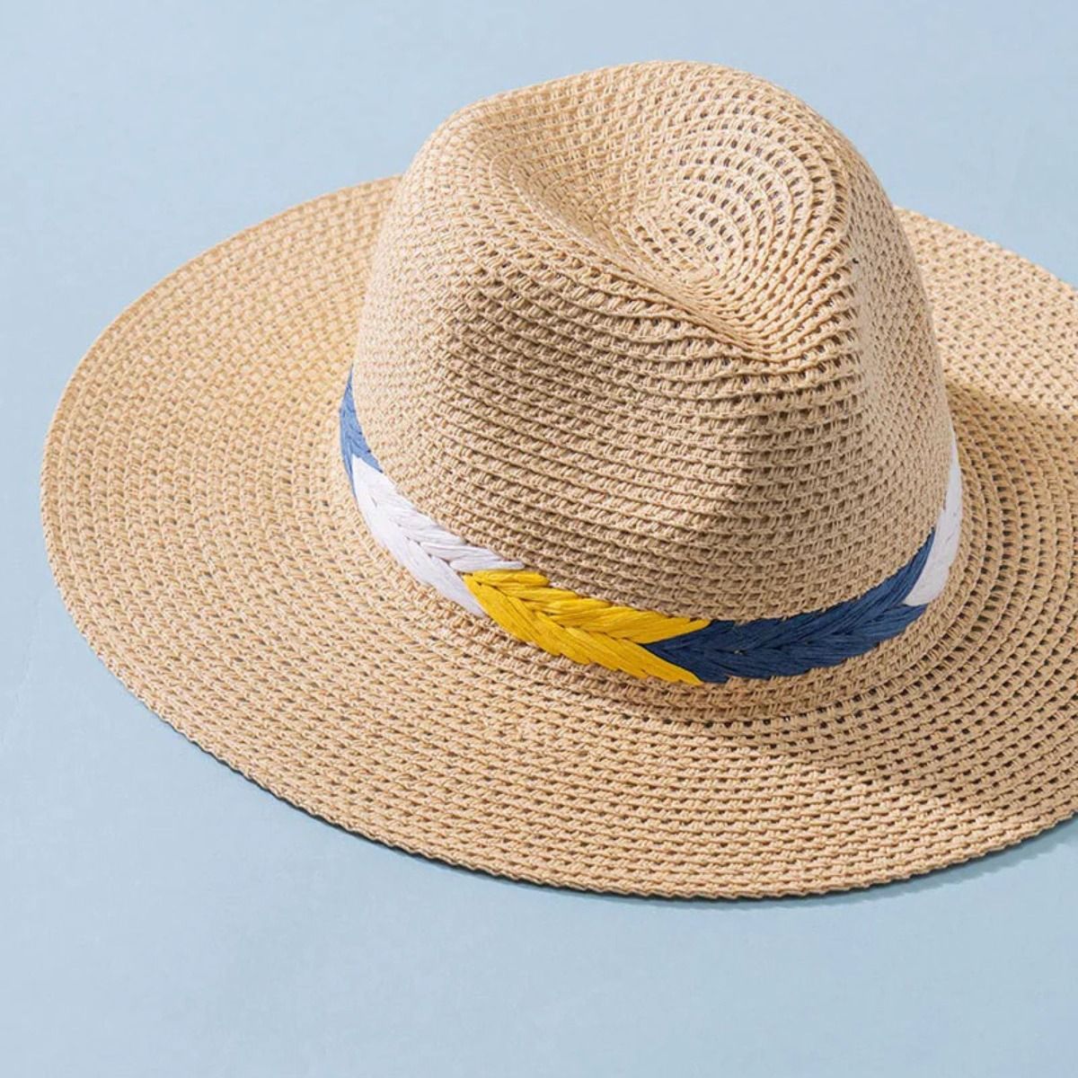 Ivory Chevron Band Fedora Panama Hat