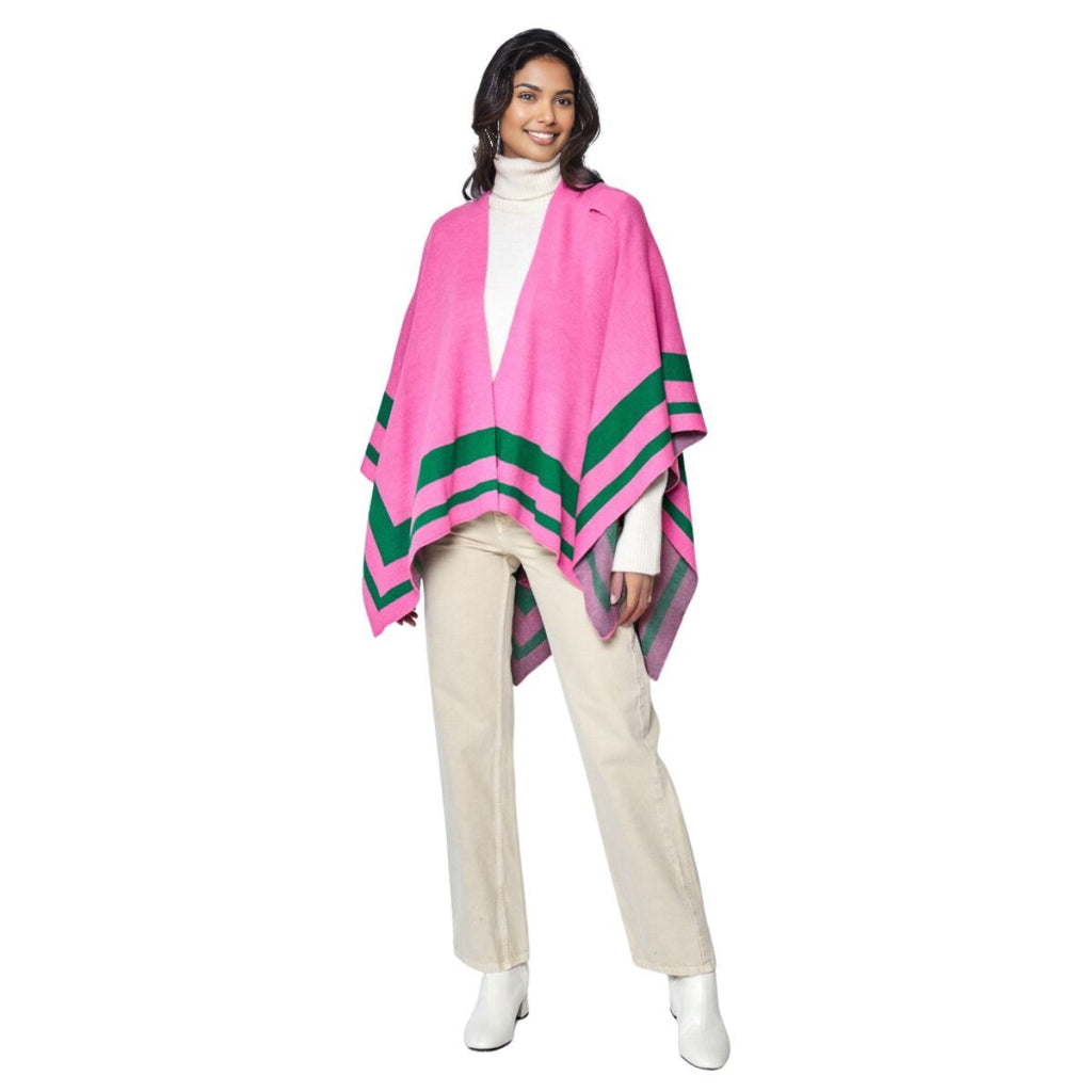 AKA Pink Green Shoulder Ruana