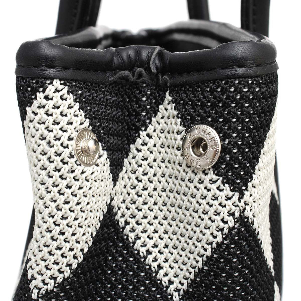 Top Handle Black Harlequin Detail Square Handbag