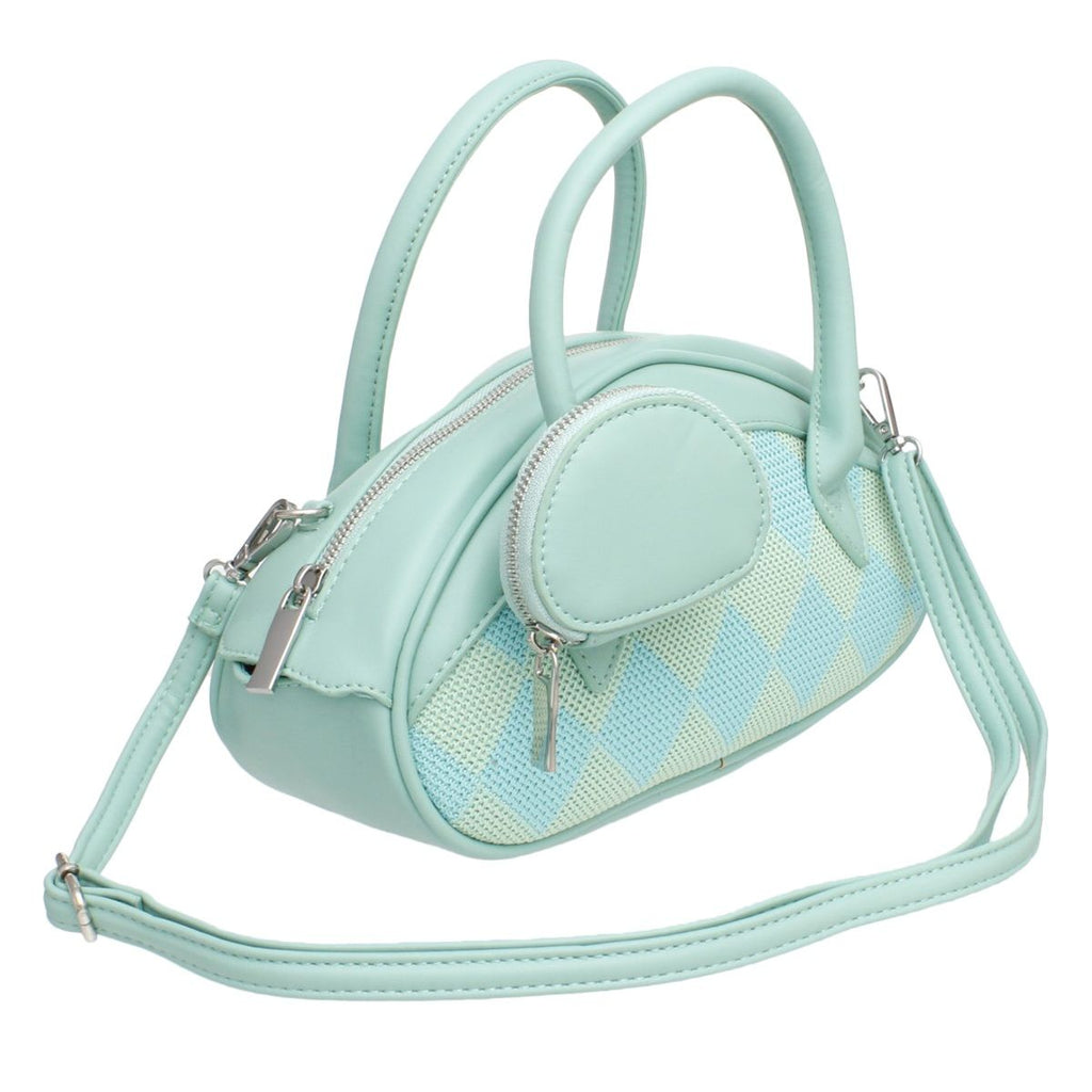 Top Handle Mint Harlequin Oval Detail Handbag Set