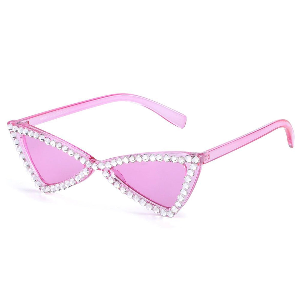 Sunglasses Fuchsia Cat Eye Rhinestone Retro Eyewear