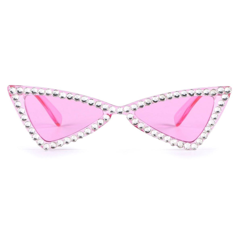 Sunglasses Fuchsia Cat Eye Rhinestone Retro Eyewear