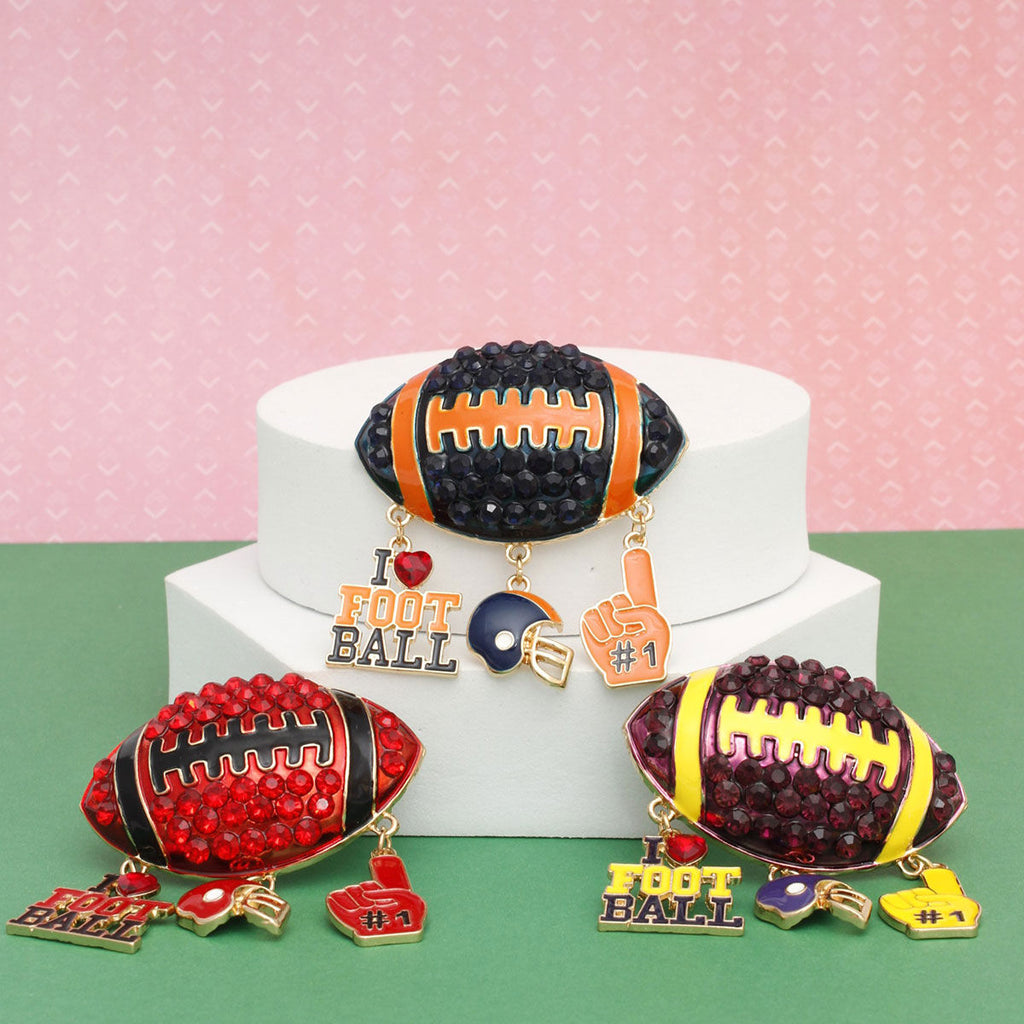 Brooch Football Team Spirit Red and Black Pin