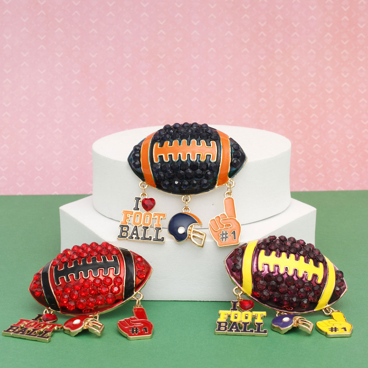 Brooch Football Team Spirit Red and Black Pin