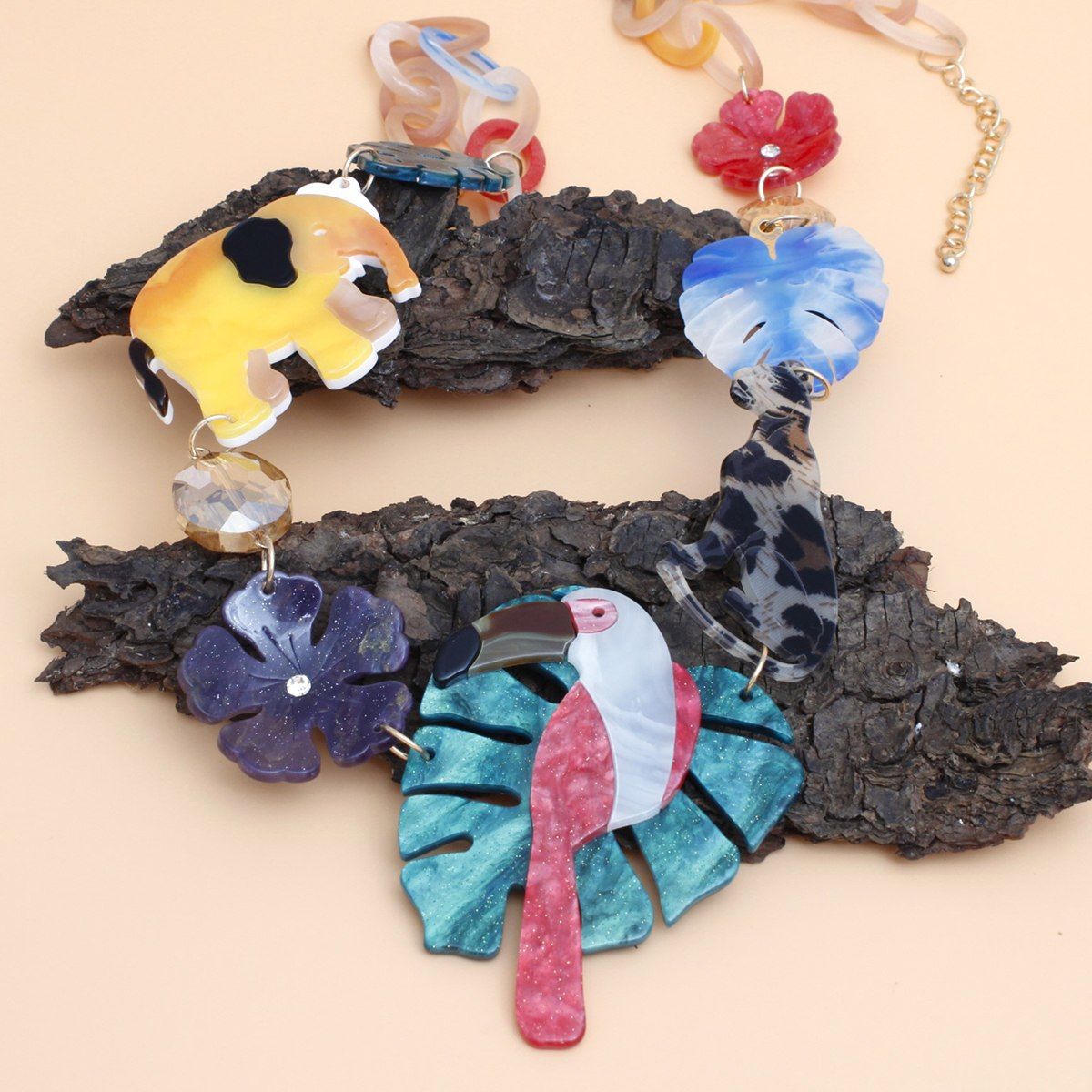 Linked Tropical Jungle Island Glamour Necklace