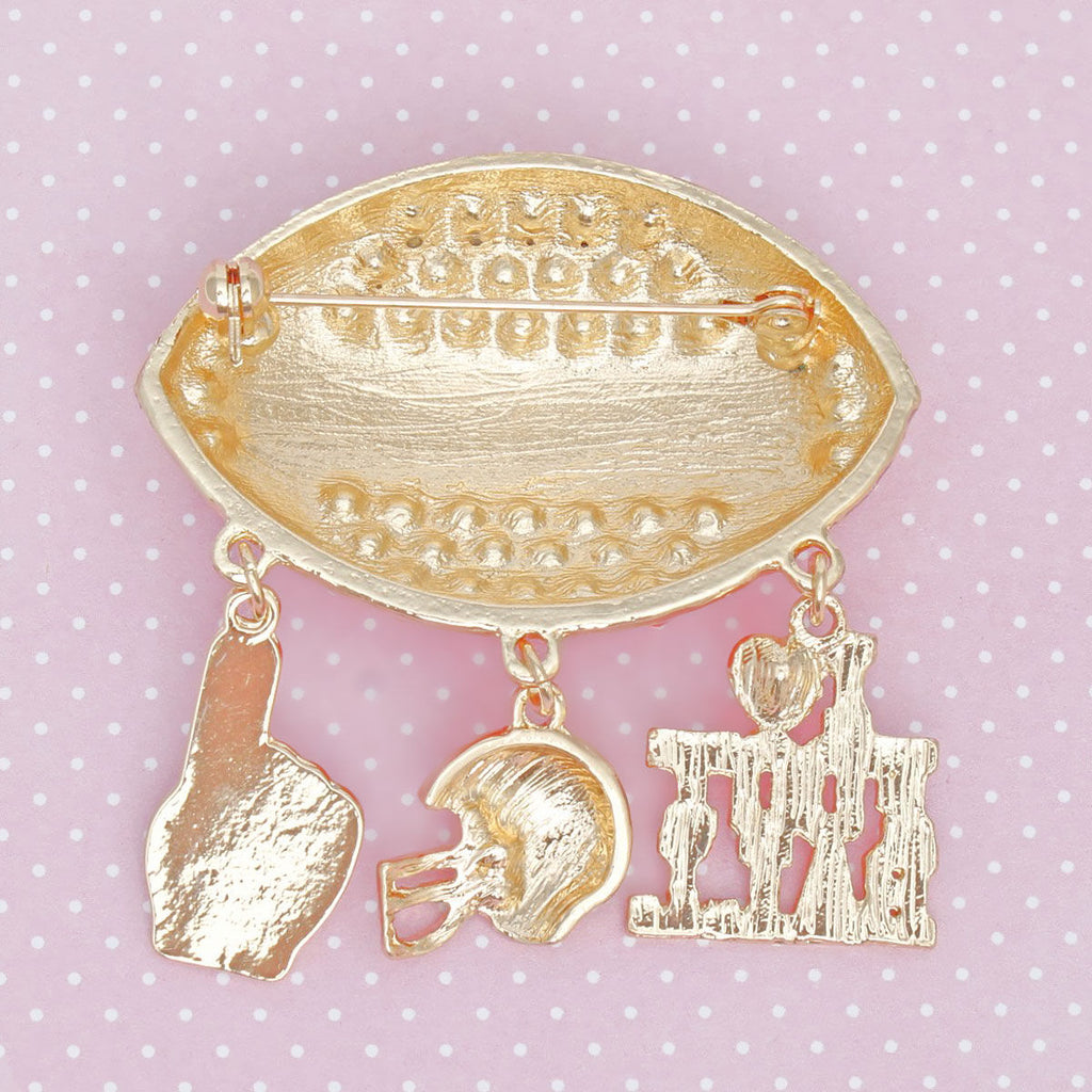 Brooch Football Team Spirit Orange and White Pin