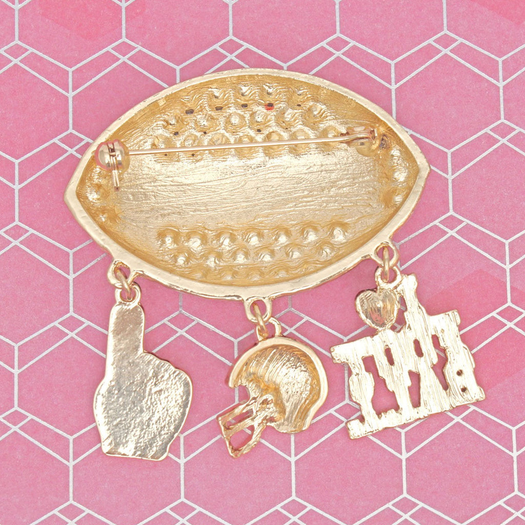 Brooch Football Team Spirit Red and Black Pin