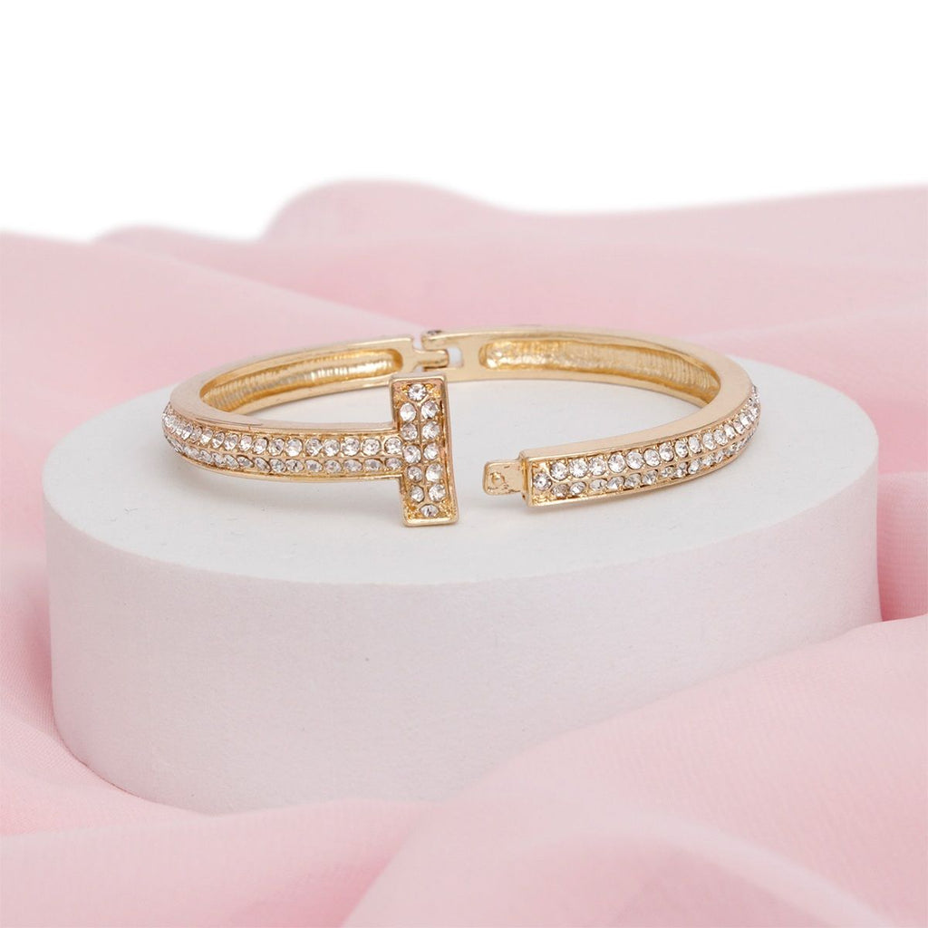 Cuff Gold 2 Row Pave Cross Hinge Bracelet Women