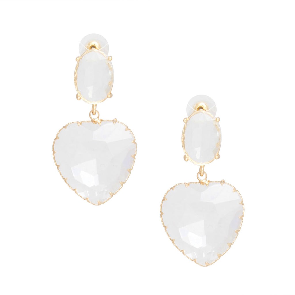 Drop Clear Glass Heart Crystal Gold Earrings Women