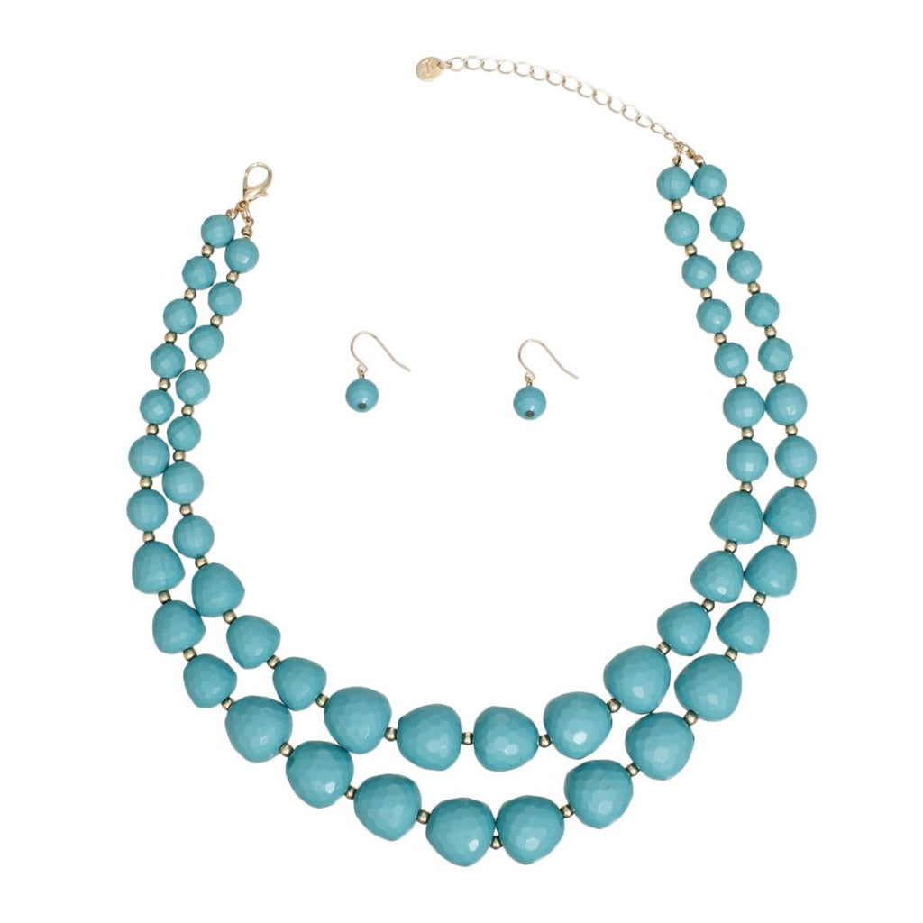 Beaded Turquoise Faceted Global Inspo Necklace