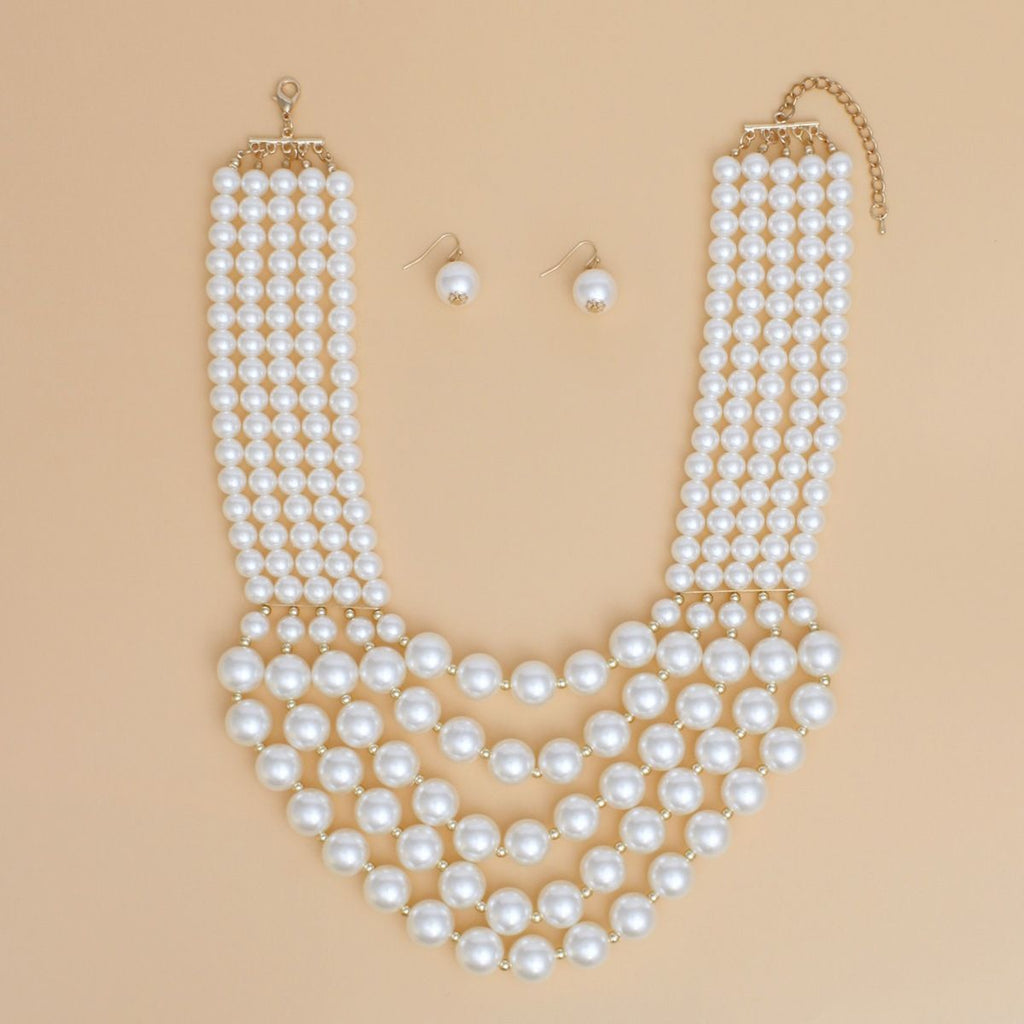 Pearl Bib Layered Cream Delicately Draped Necklace