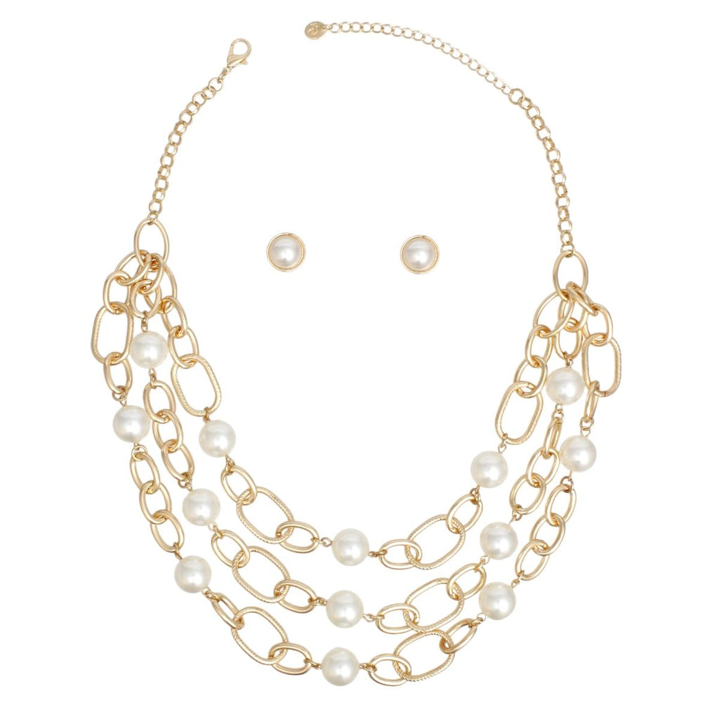 Chain Gold Parisian Chic Cream Pearl Necklace
