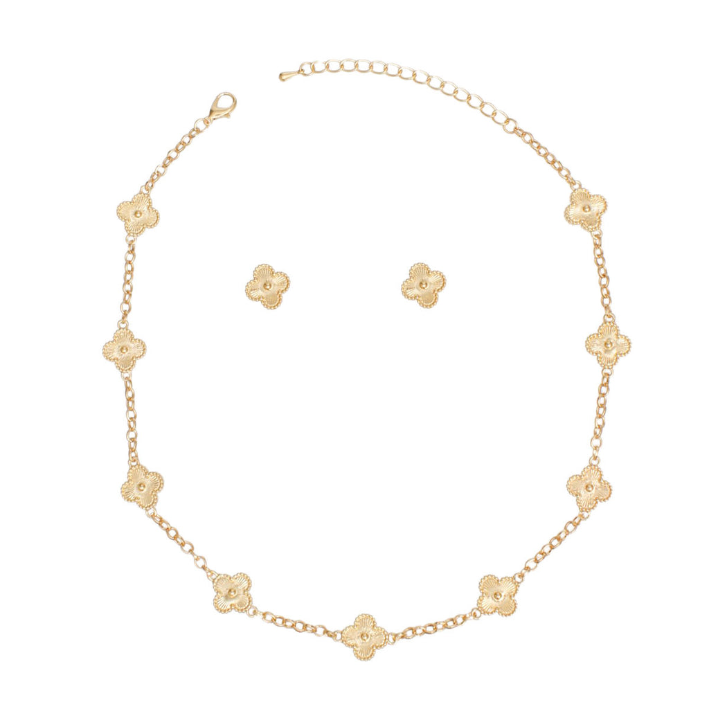 Necklace Gold Quatrefoil Guilloche 9 Motifs Set