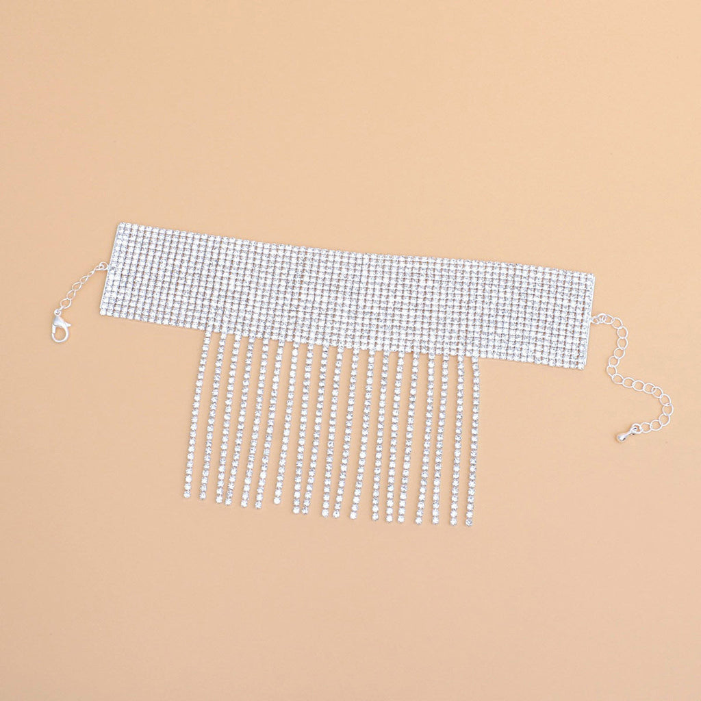 Anklet Silver Rhinestone 16 Line Fringe for Women